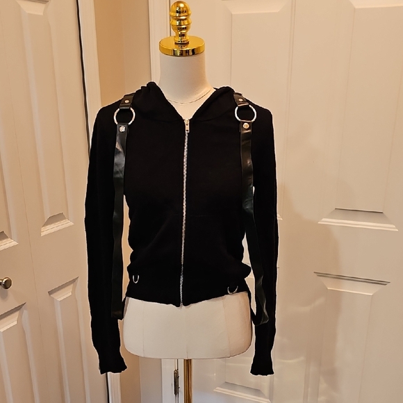 Killstar Tops - SOLD Killstar Black Hoodie with Leather Straps M